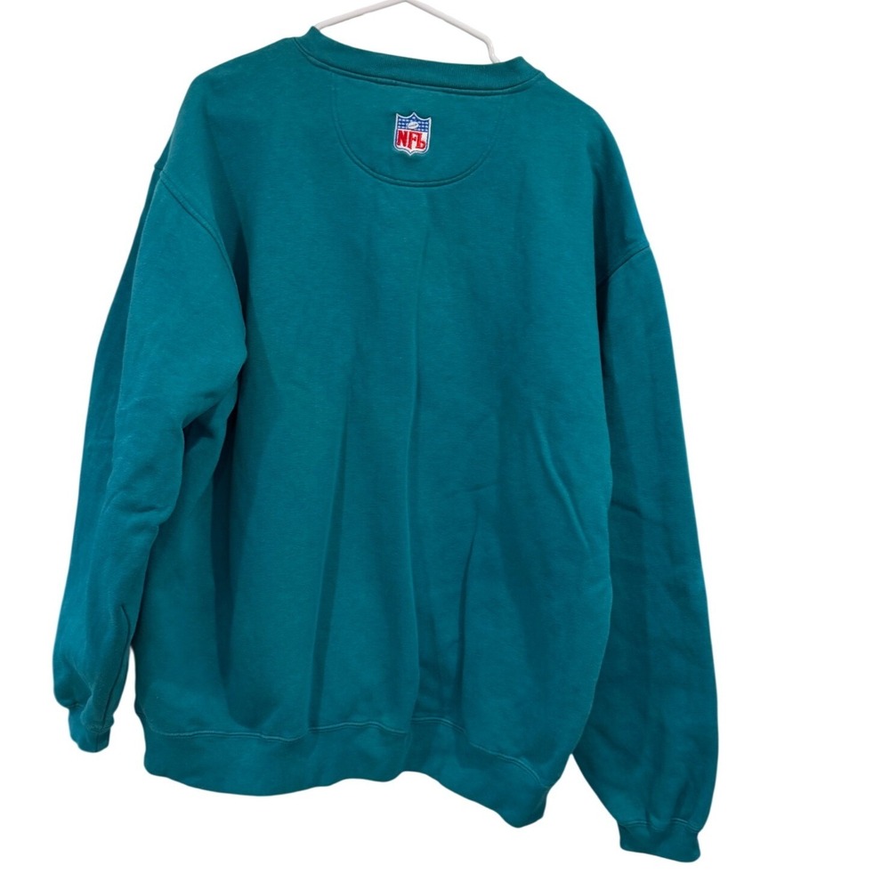 Vintage Mens Miami Dolphins Reebok Teal NFL Embroidered Crewneck Sweatshirt Sz L - Picture 6 of 7